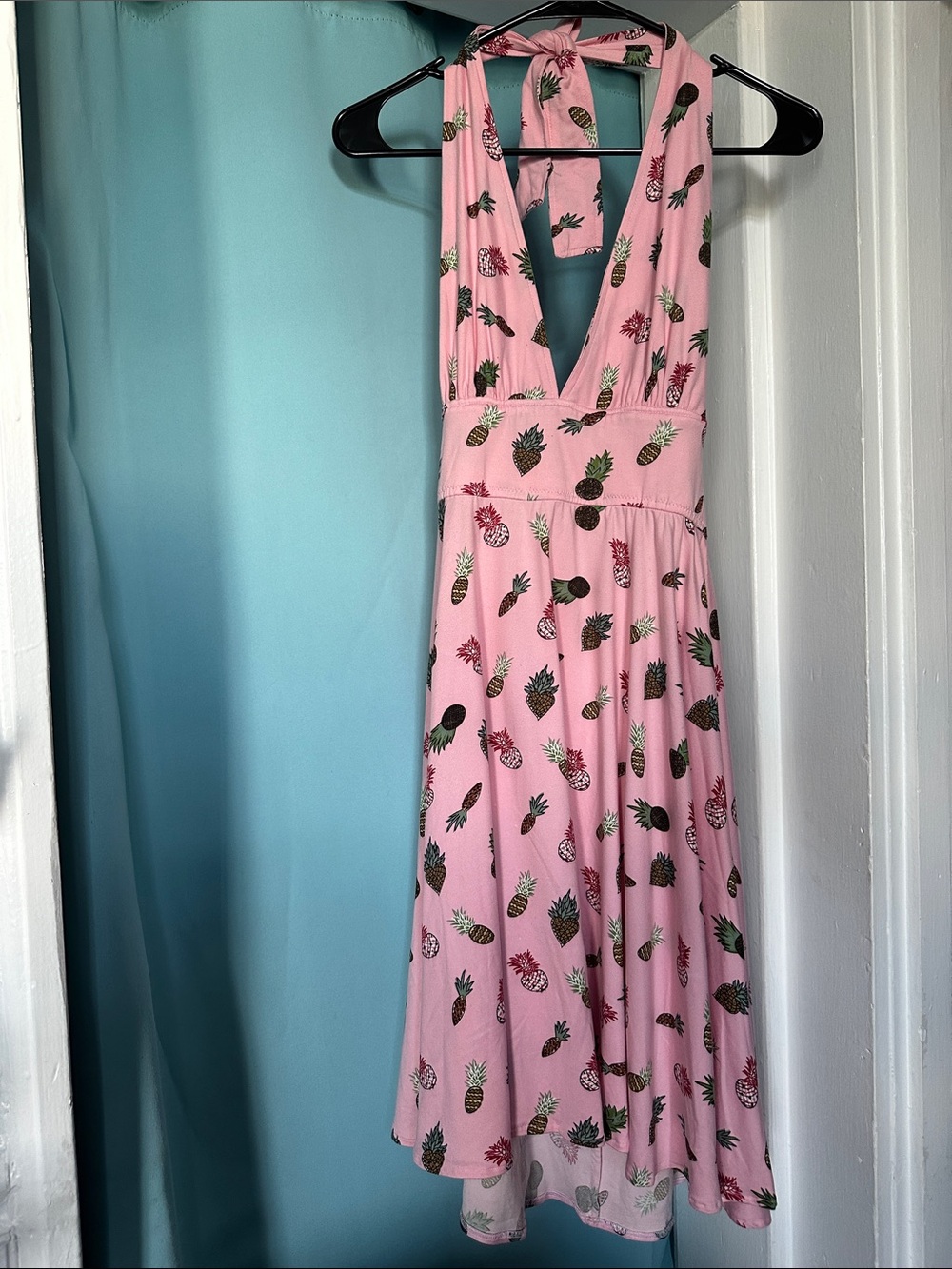 Enz’s NYC Pink Pineapple Print Halter Dress